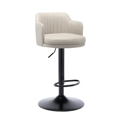 Modern Leather Armrests Swivel Adjustable Bar Stool Image - 32