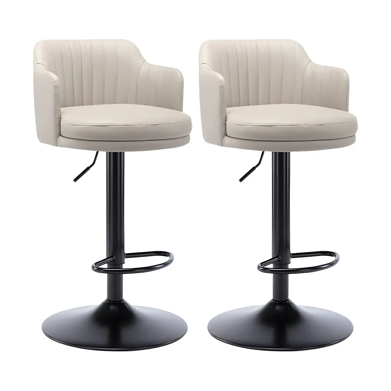 Modern Leather Armrests Swivel Adjustable Bar Stool Image - 33