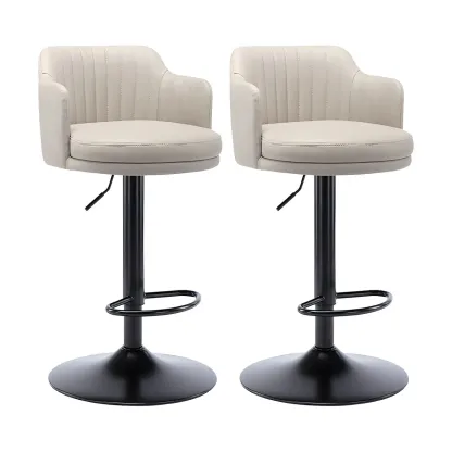Modern Leather Armrests Swivel Adjustable Bar Stool Image - 33