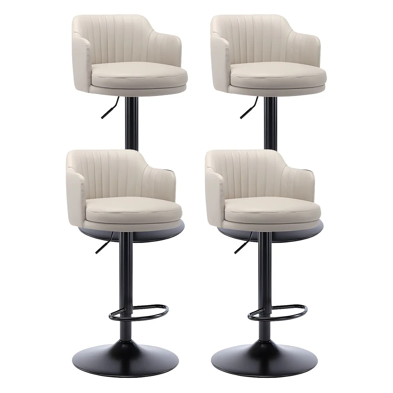Modern Leather Armrests Swivel Adjustable Bar Stool Image - 34 | homeyfad