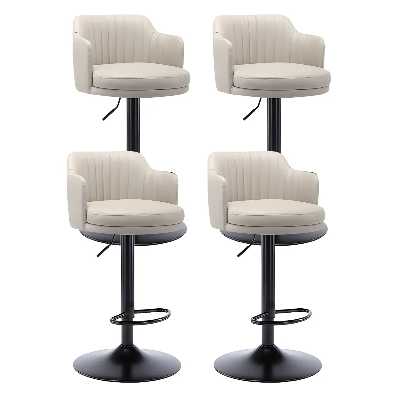 Modern Leather Armrests Swivel Adjustable Bar Stool Image - 34
