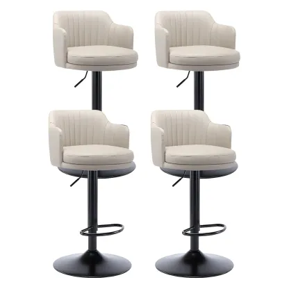 Modern Leather Armrests Swivel Adjustable Bar Stool Image - 34