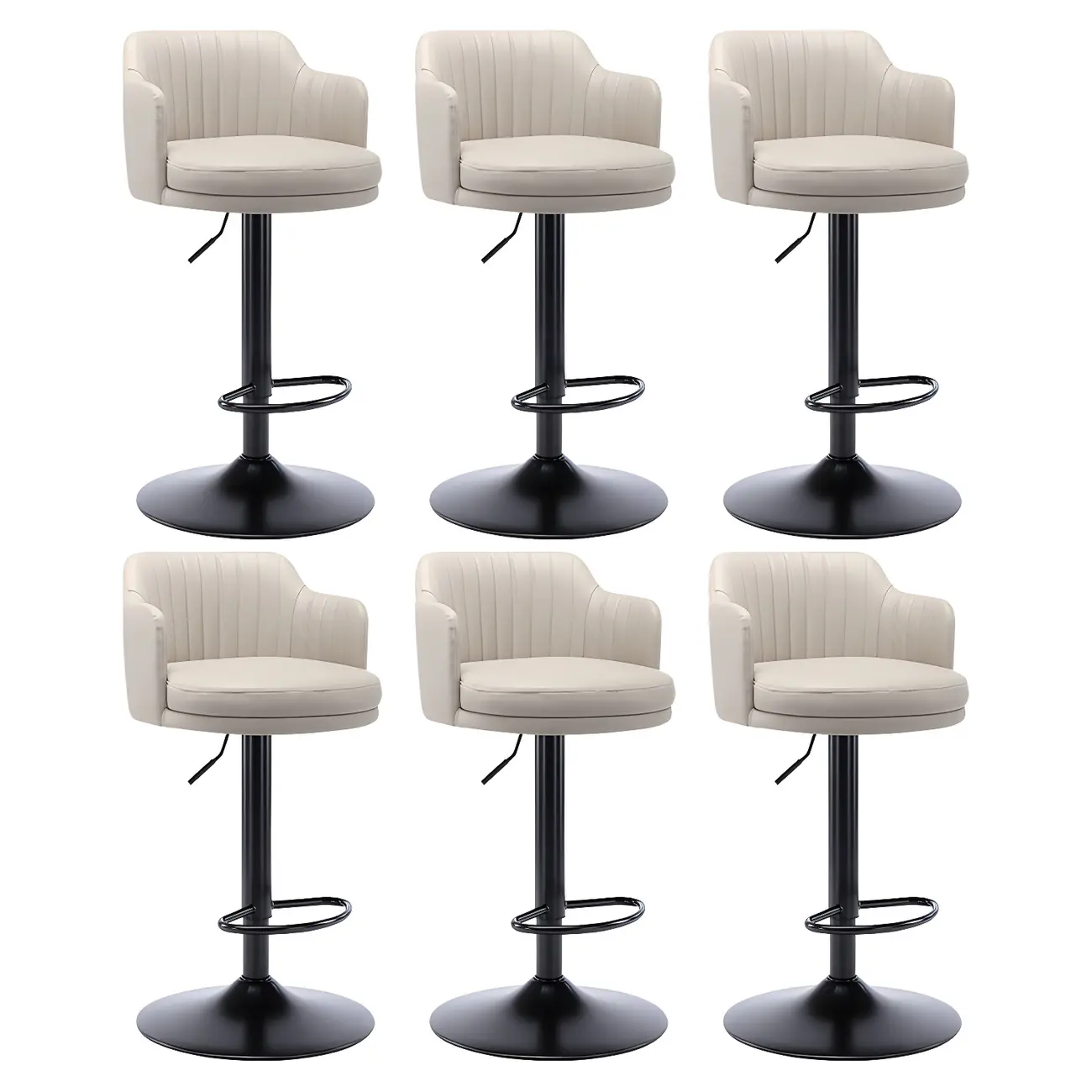 Modern Leather Armrests Swivel Adjustable Bar Stool Image - 35 | homeyfad