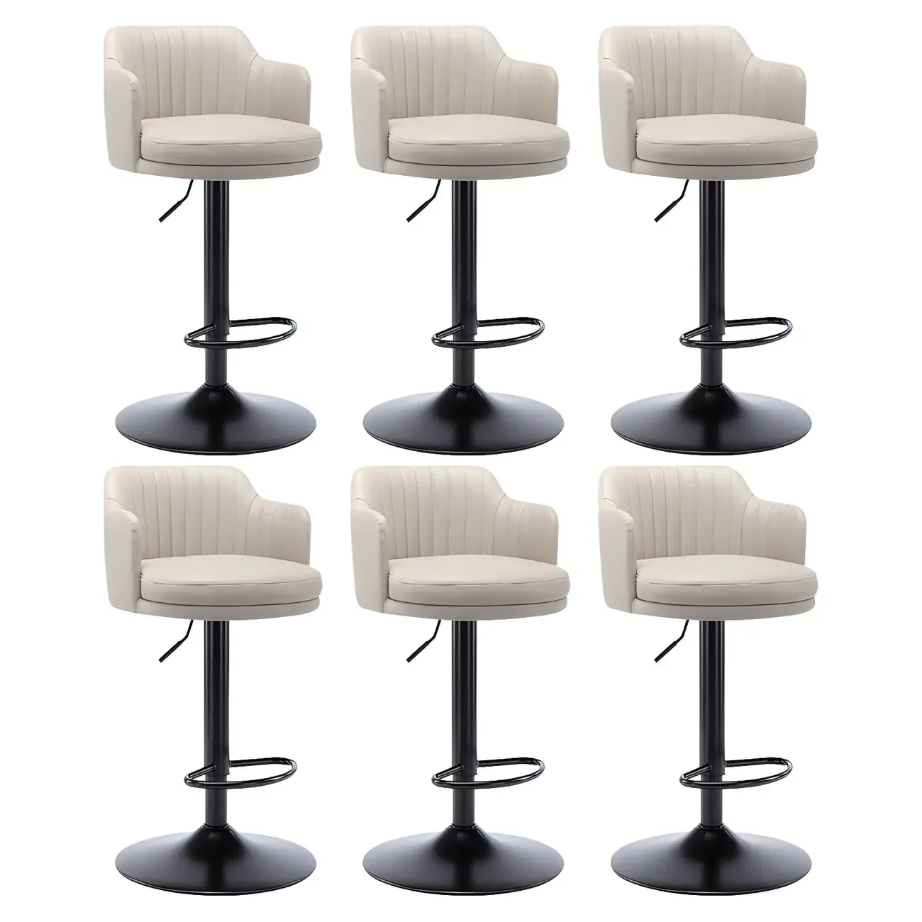 Modern Leather Armrests Swivel Adjustable Bar Stool Image - 35