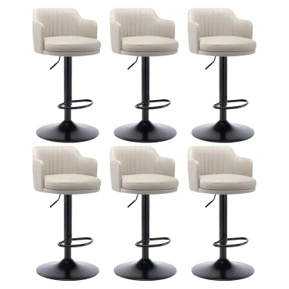 Modern Leather Armrests Swivel Adjustable Bar Stool Image - 35