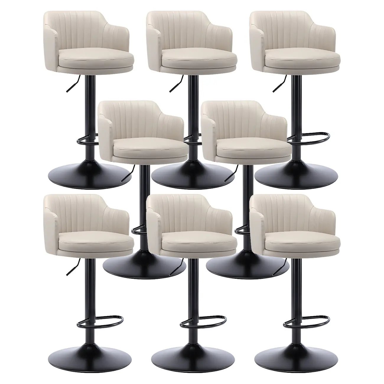 Modern Leather Armrests Swivel Adjustable Bar Stool Image - 36 | homeyfad