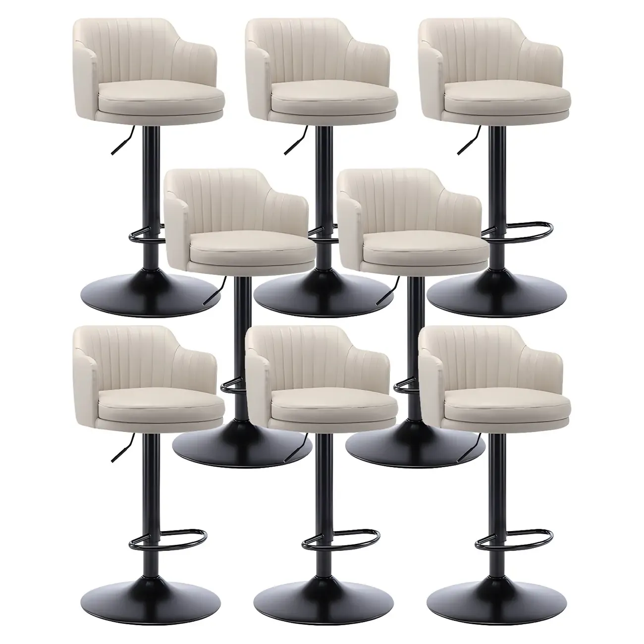 Modern Leather Armrests Swivel Adjustable Bar Stool Image - 36