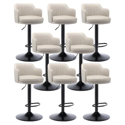 Modern Leather Armrests Swivel Adjustable Bar Stool Image - 36