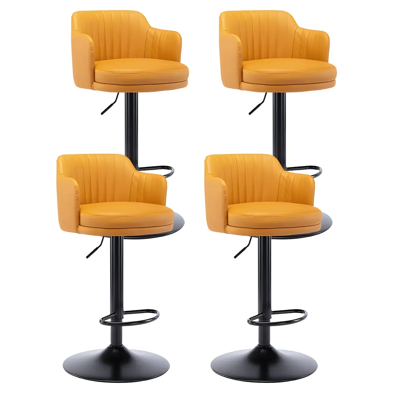 Modern Leather Armrests Swivel Adjustable Bar Stool Image - 44
