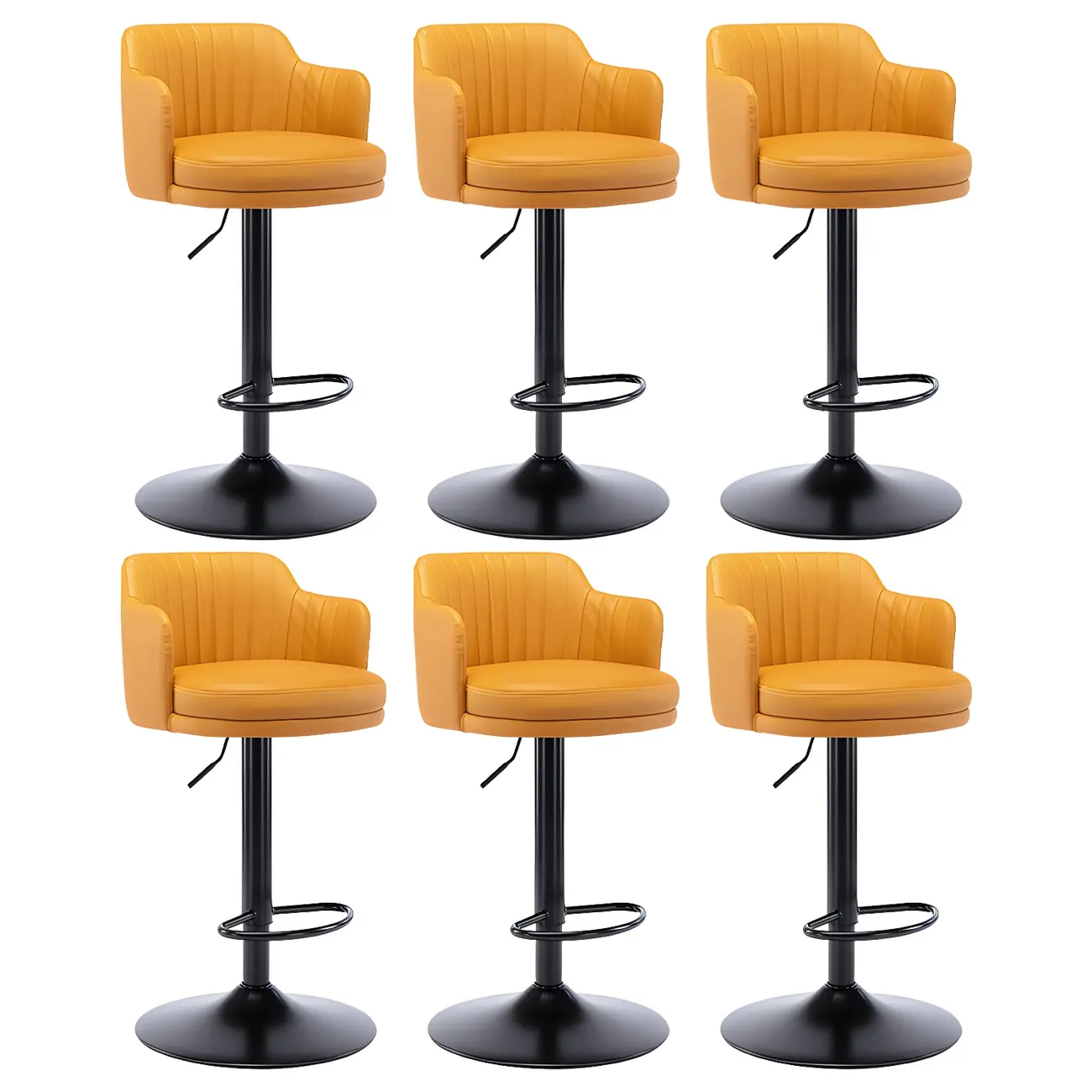 Modern Leather Armrests Swivel Adjustable Bar Stool Image - 45 | homeyfad