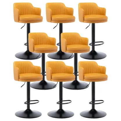 Modern Leather Armrests Swivel Adjustable Bar Stool Image - 46