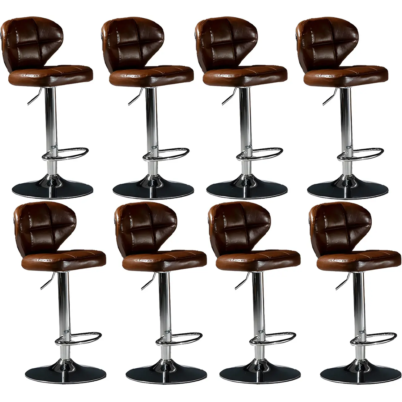 Classic Leather Swivel Adjustable Bar Stools with Footrest Image - 11 | homeyfad