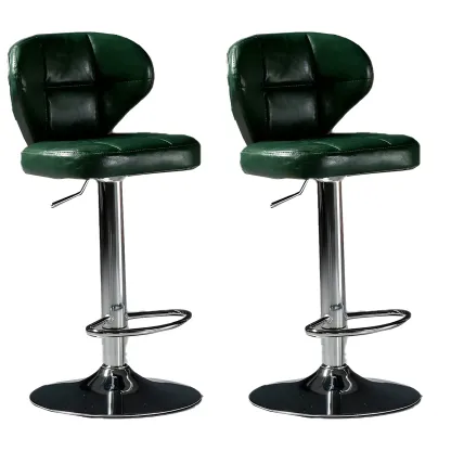 Classic Leather Swivel Adjustable Bar Stools with Footrest Image - 14
