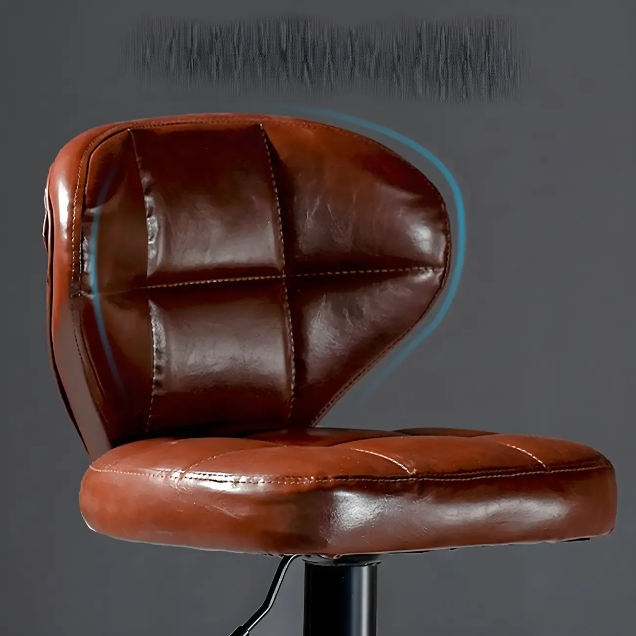 Classic Leather Swivel Adjustable Bar Stools with Footrest Image - 15