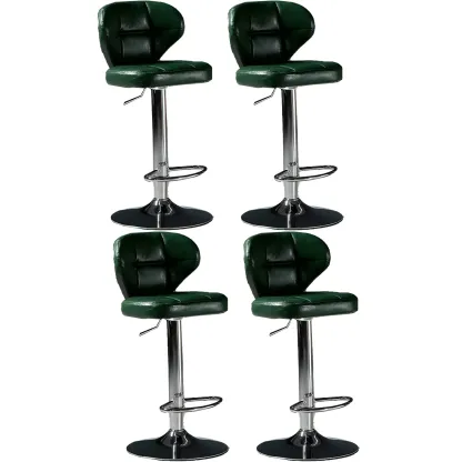 Classic Leather Swivel Adjustable Bar Stools with Footrest Image - 16