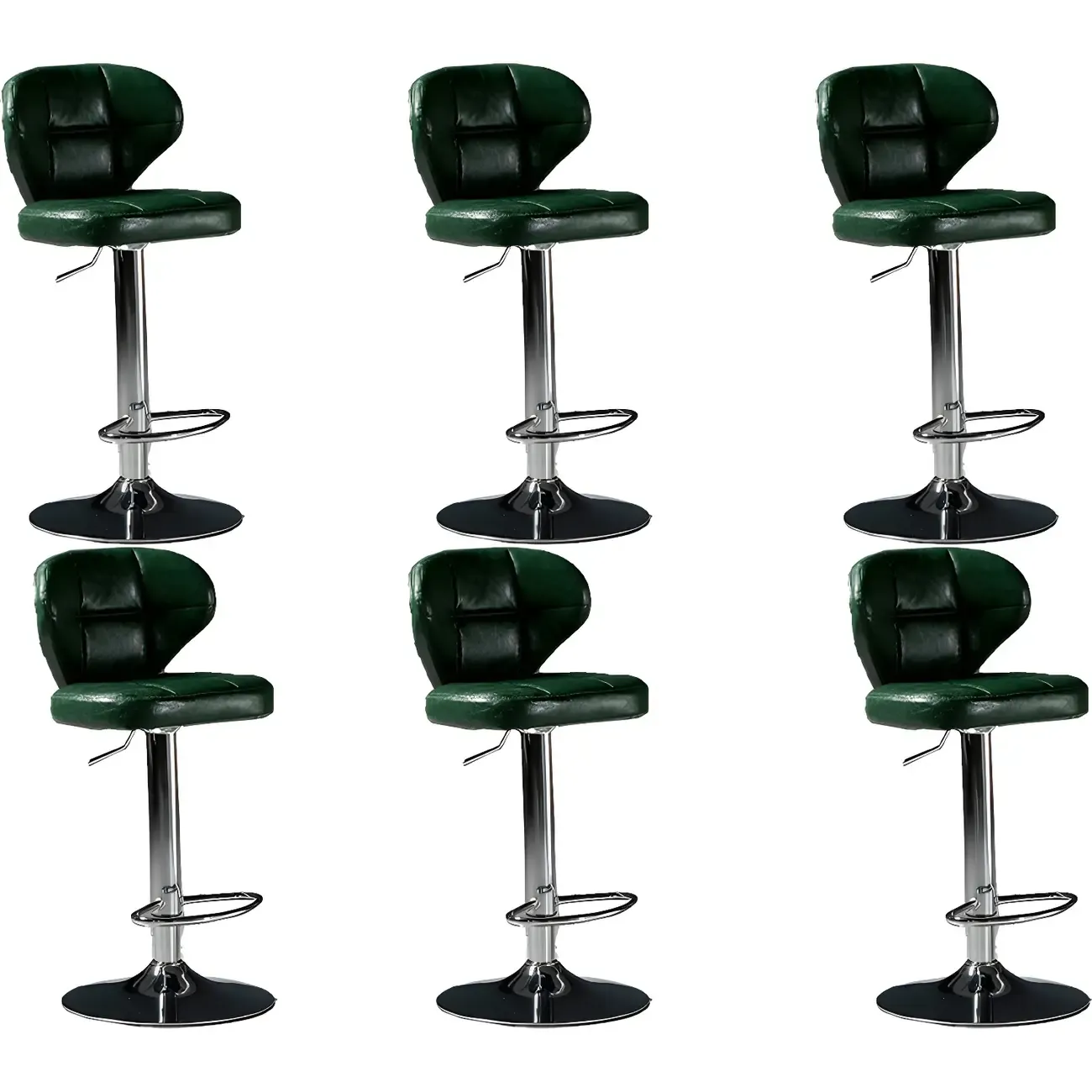 Classic Leather Swivel Adjustable Bar Stools with Footrest Image - 17