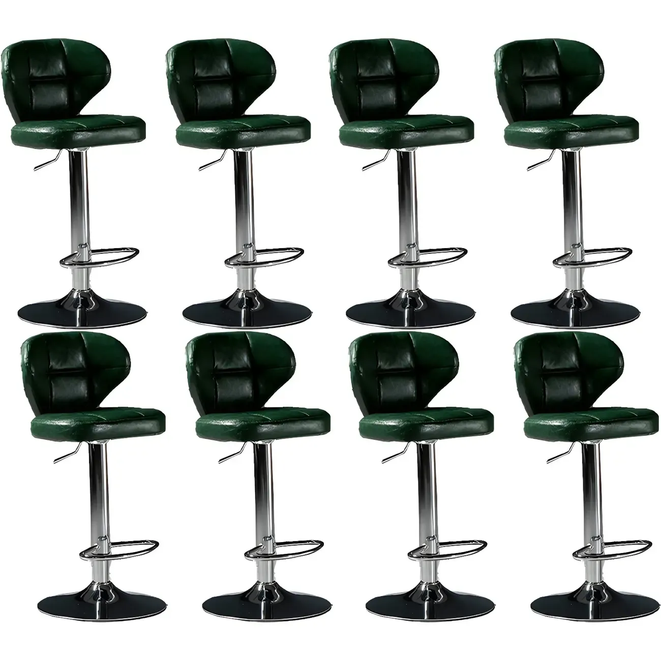 Classic Leather Swivel Adjustable Bar Stools with Footrest Image - 19