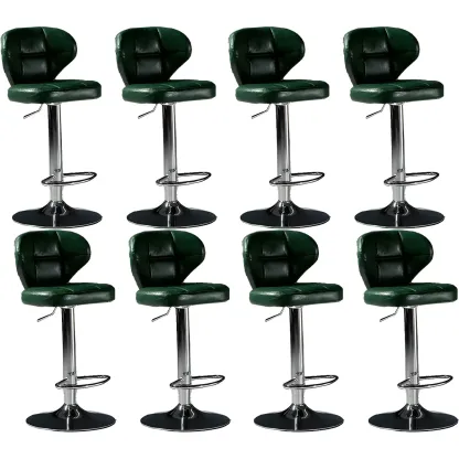 Classic Leather Swivel Adjustable Bar Stools with Footrest Image - 19