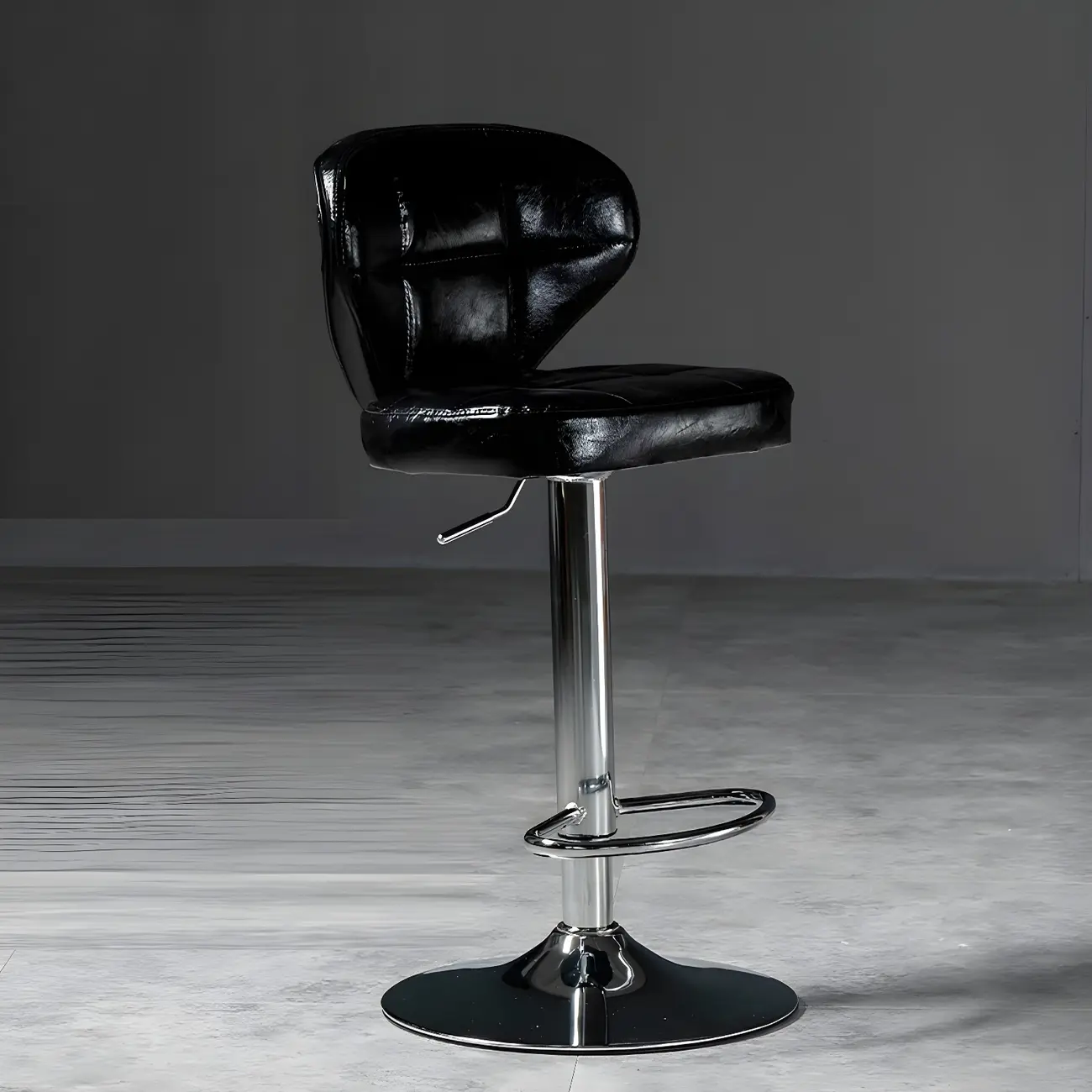 Classic Leather Swivel Adjustable Bar Stools with Footrest Image - 21 | homeyfad