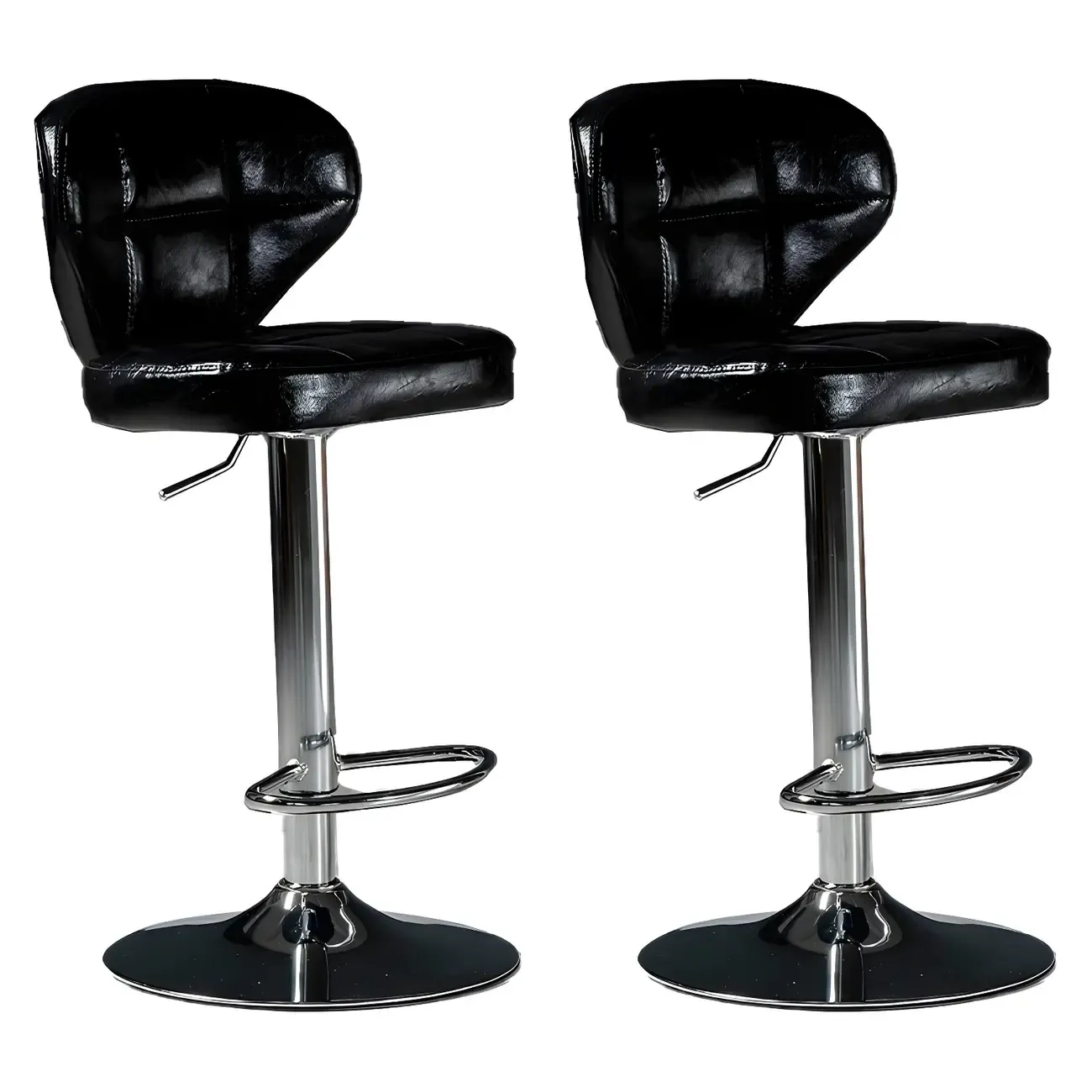 Classic Leather Swivel Adjustable Bar Stools with Footrest Image - 22