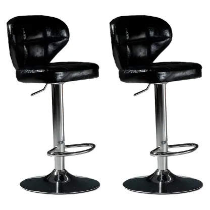 Classic Leather Swivel Adjustable Bar Stools with Footrest Image - 22