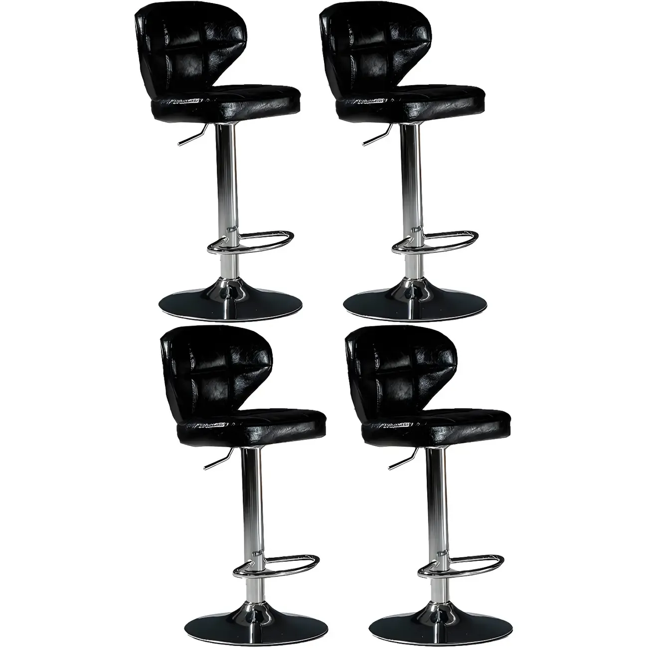 Classic Leather Swivel Adjustable Bar Stools with Footrest Image - 23