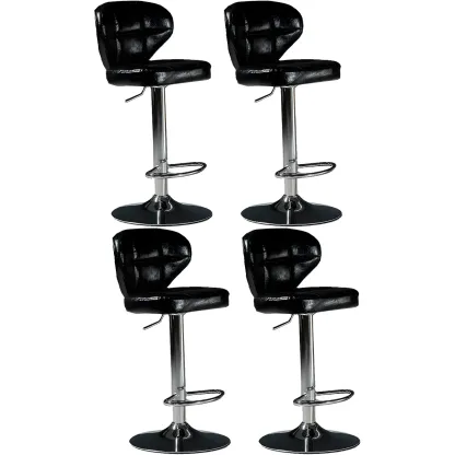 Classic Leather Swivel Adjustable Bar Stools with Footrest Image - 23