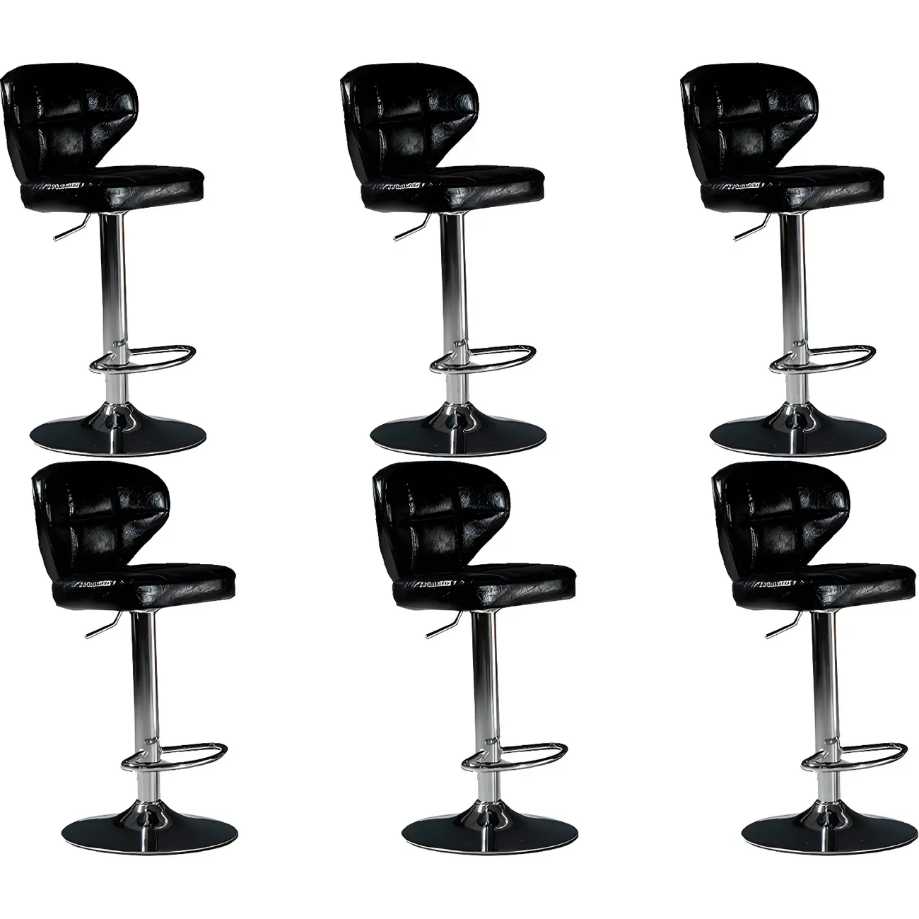 Classic Leather Swivel Adjustable Bar Stools with Footrest Image - 24 | homeyfad