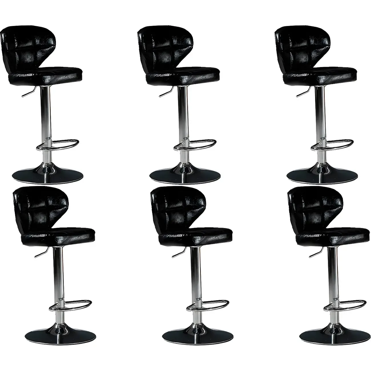 Classic Leather Swivel Adjustable Bar Stools with Footrest Image - 24