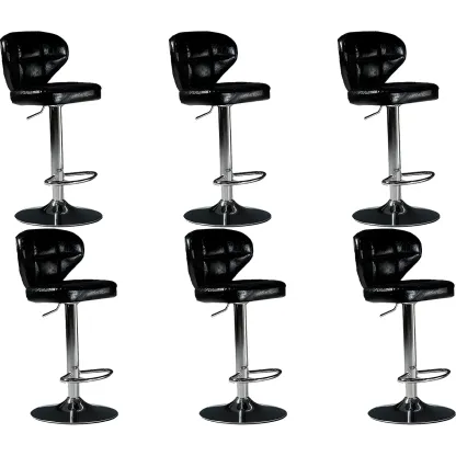 Classic Leather Swivel Adjustable Bar Stools with Footrest Image - 24
