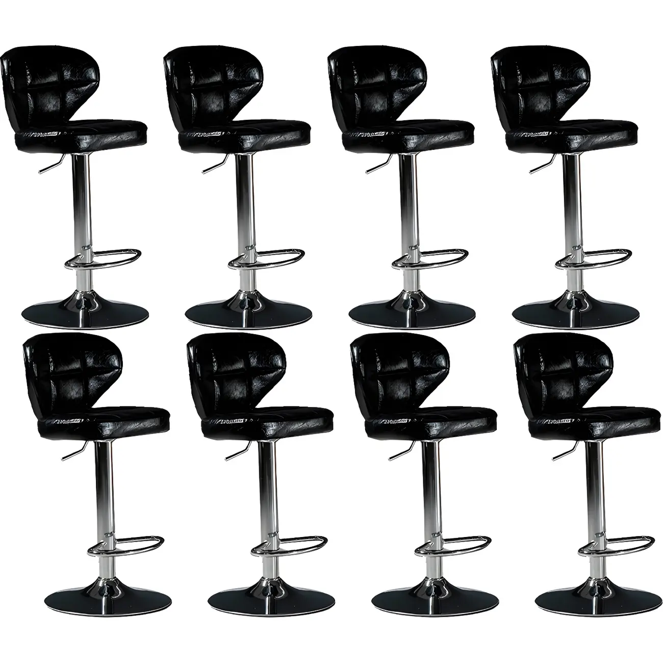 Classic Leather Swivel Adjustable Bar Stools with Footrest Image - 25 | homeyfad