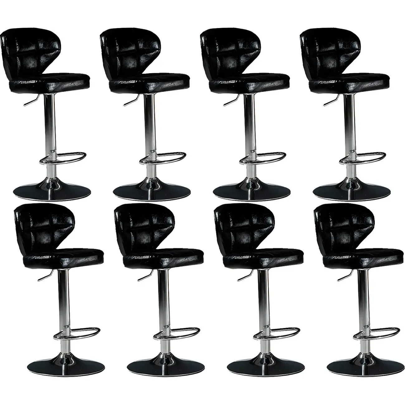 Classic Leather Swivel Adjustable Bar Stools with Footrest Image - 25