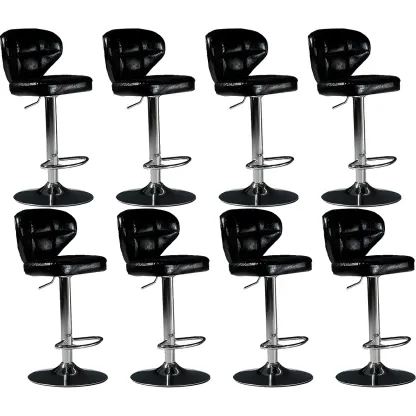 Classic Leather Swivel Adjustable Bar Stools with Footrest Image - 25