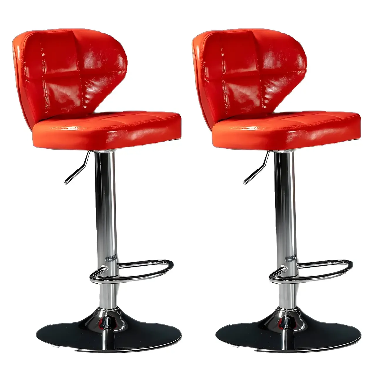 Classic Leather Swivel Adjustable Bar Stools with Footrest Image - 27