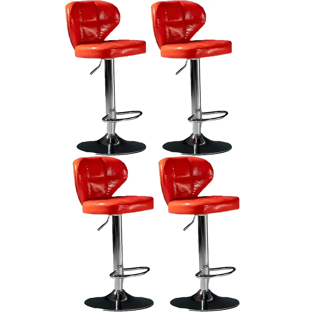 Classic Leather Swivel Adjustable Bar Stools with Footrest Image - 28