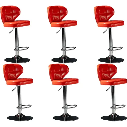 Classic Leather Swivel Adjustable Bar Stools with Footrest Image - 29