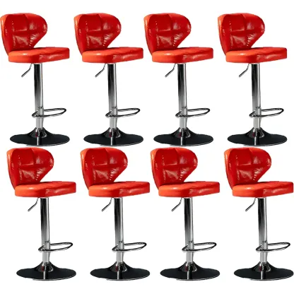 Classic Leather Swivel Adjustable Bar Stools with Footrest Image - 30