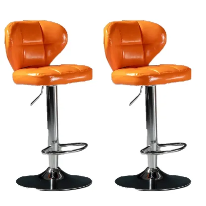 Classic Leather Swivel Adjustable Bar Stools with Footrest Image - 32
