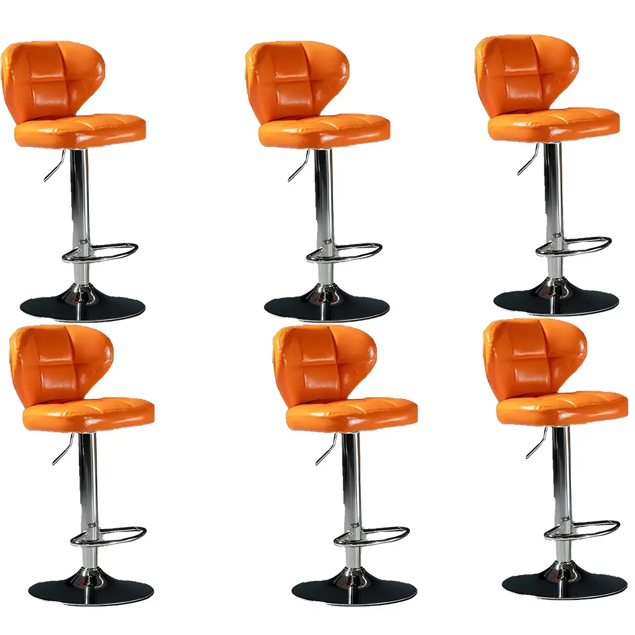Classic Leather Swivel Adjustable Bar Stools with Footrest Image - 34
