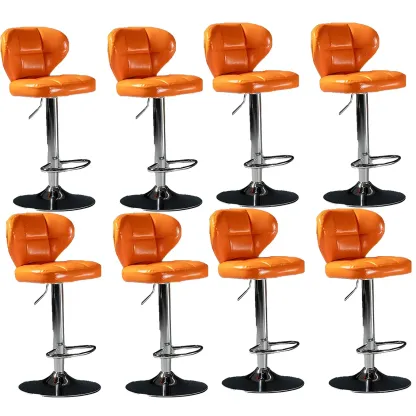 Classic Leather Swivel Adjustable Bar Stools with Footrest Image - 35