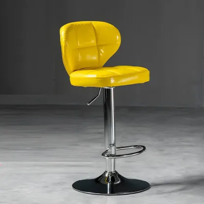 Classic Leather Swivel Adjustable Bar Stools with Footrest Image - 36