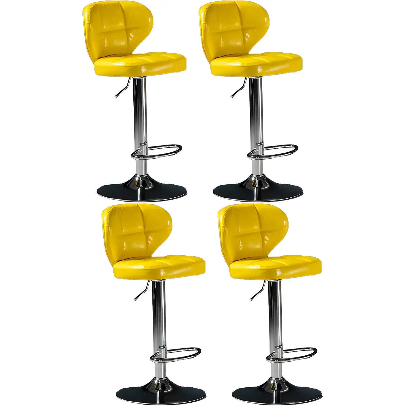 Classic Leather Swivel Adjustable Bar Stools with Footrest Image - 38