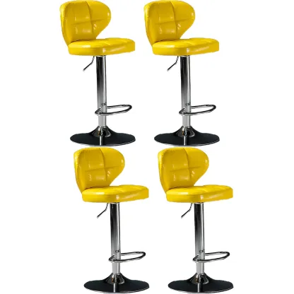 Classic Leather Swivel Adjustable Bar Stools with Footrest Image - 38