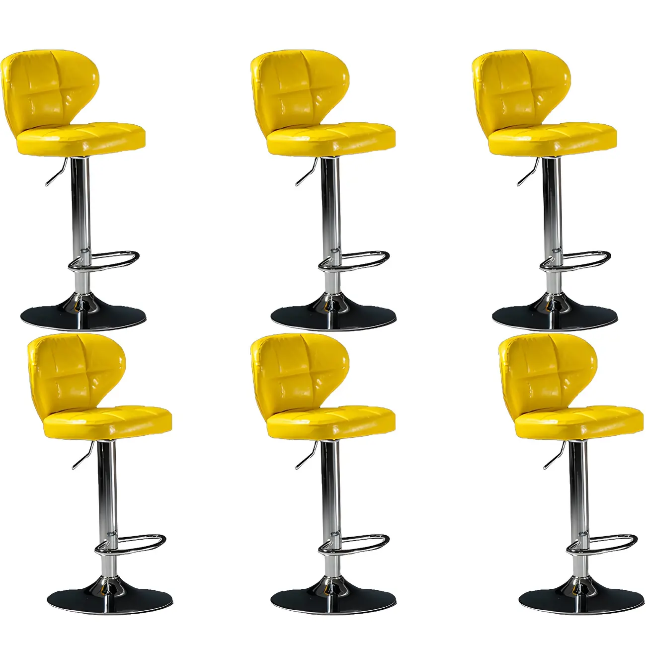 Classic Leather Swivel Adjustable Bar Stools with Footrest Image - 39 | homeyfad