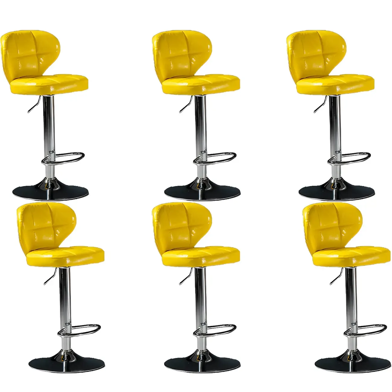Classic Leather Swivel Adjustable Bar Stools with Footrest Image - 39