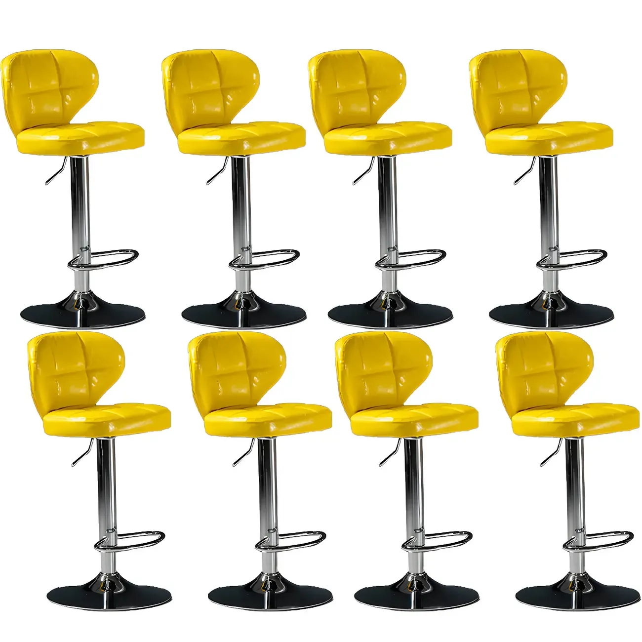 Classic Leather Swivel Adjustable Bar Stools with Footrest Image - 40