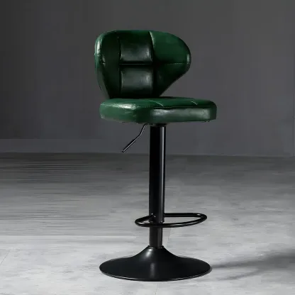 Classic Leather Swivel Adjustable Bar Stools with Footrest Image - 41
