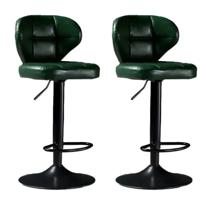 Classic Leather Swivel Adjustable Bar Stools with Footrest Image - 42