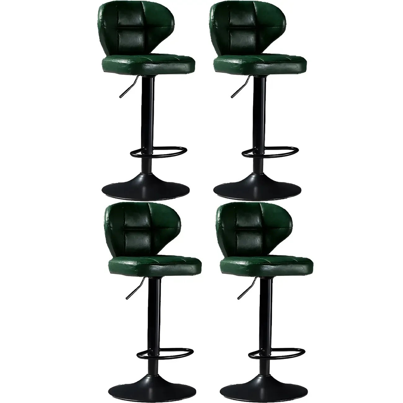 Classic Leather Swivel Adjustable Bar Stools with Footrest Image - 43