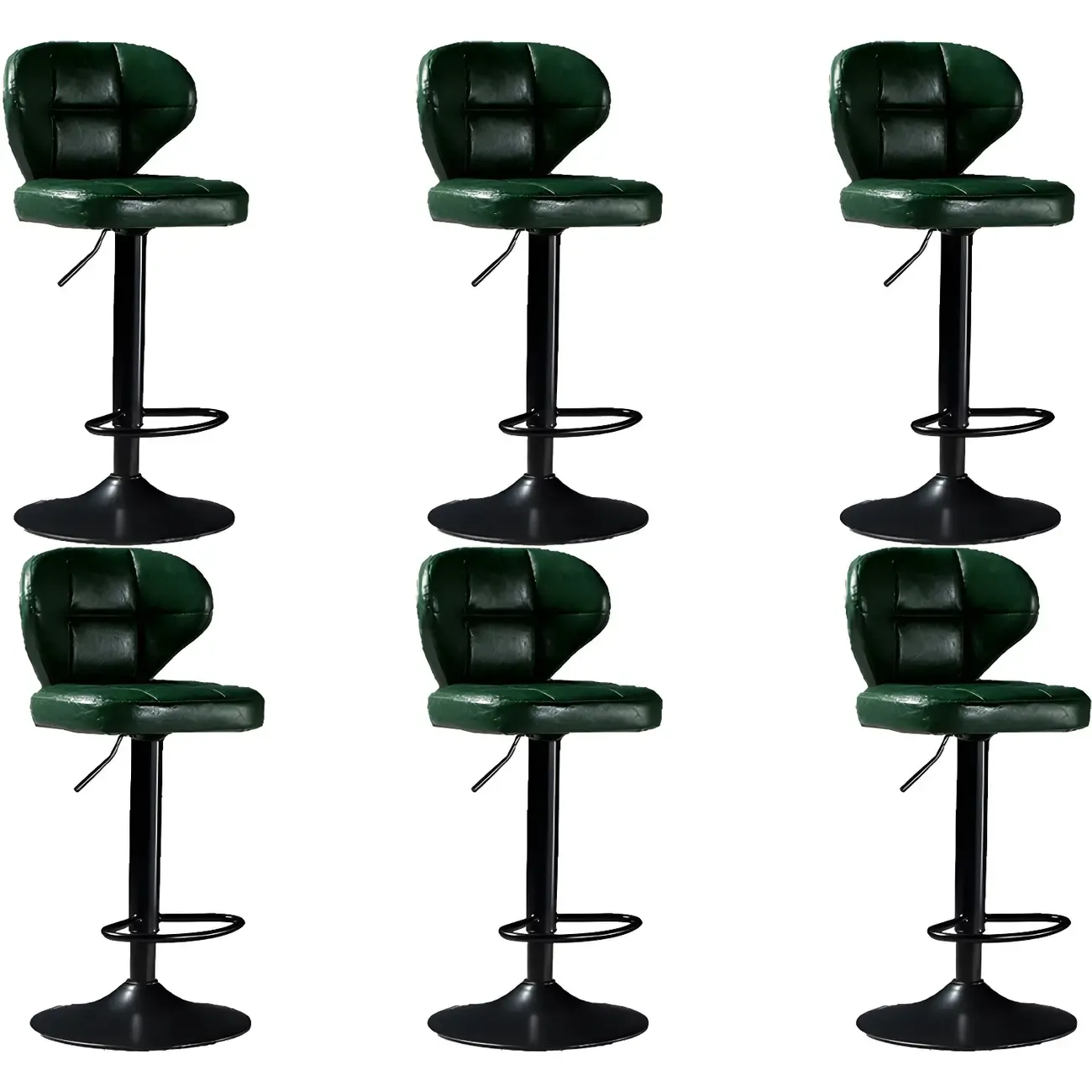 Classic Leather Swivel Adjustable Bar Stools with Footrest Image - 44